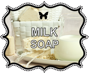 Bars of milk and oatmeal soap with fresh milk